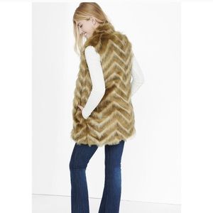 Brown beige cream Faux fur vest winter soft